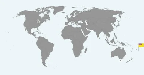 Pin map with Niue flag on world map. Vector illustration. Stock-Illustration