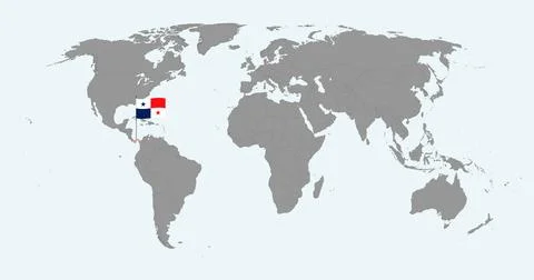 Pin map with Panama flag on world map. Vector illustration. 库存插图