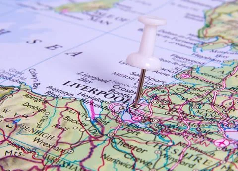 Pin in map Stock Photos