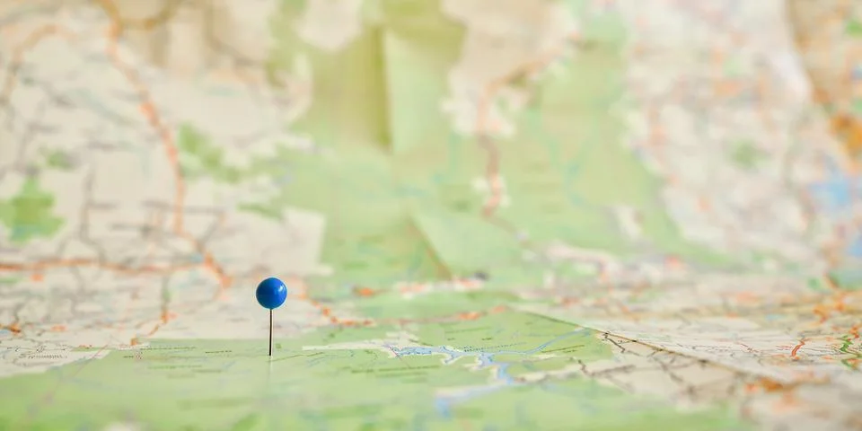 Pin on a Map Stock Photos