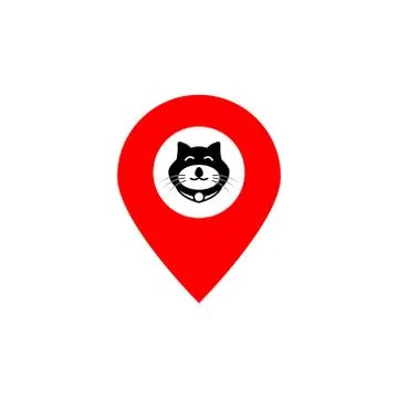 Pin map pointer cat vector design template illustration Stock Illustration