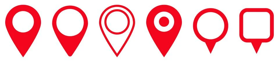 Pin map red icon set Stock Illustration