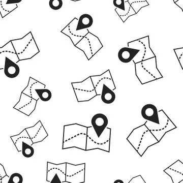 Pin on the map seamless pattern background. Business flat vector illustration 스톡 일러스트