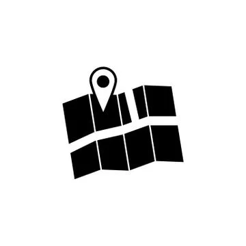 Pin with map solid icon, navigation and location Stock Illustration