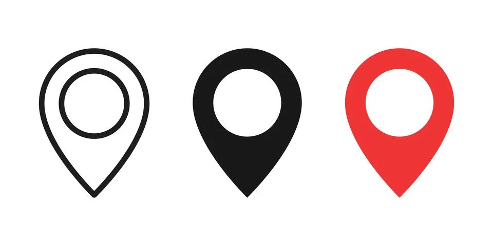 Pin maps icon set collection in flat style. Gps navigation vector illustrat.. Stock Illustration