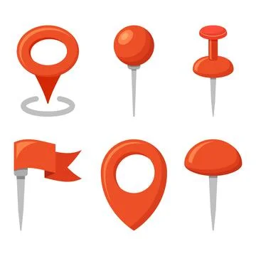Pin maps icon set collection in flat style. Gps navigation vector illustrat.. Stock Illustration