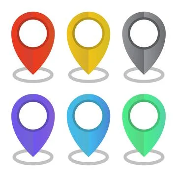 Pin maps icon set collection in flat style. Gps navigation vector illustrat.. Stock Illustration