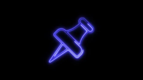Pin Outline Icon in HD Video Neon Animation  Location and Navigation Symbol Vidéo 304375101