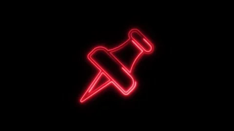 Pin Outline Icon in HD Video Neon Animation  Location and Navigation Symbol 库存影片 304375105