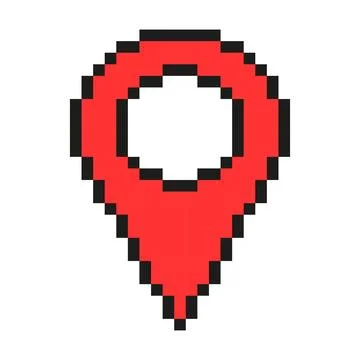 Pin pixel icon simple design Stock Illustration