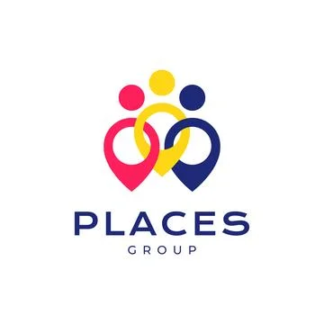 Pin place map community group team colorful modern simple flat logo design .. Stock Illustration