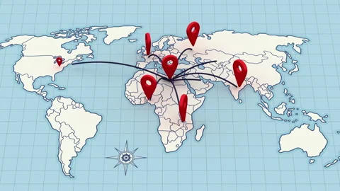 Pin Point Connection Map Stock Footage 147423712