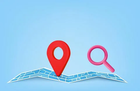 Pin pointer and Map location search GPS 스톡 일러스트