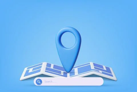 Pin pointer and Map location search GPS Stock Illustration