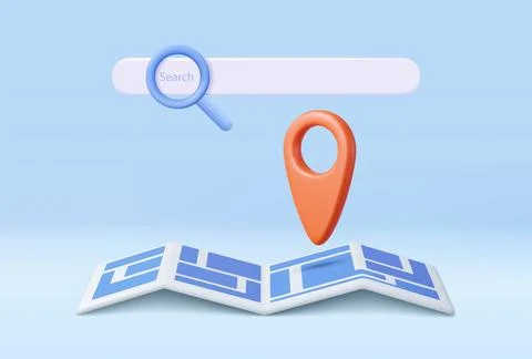 Pin pointer and Map location search GPS Illustrazione stock