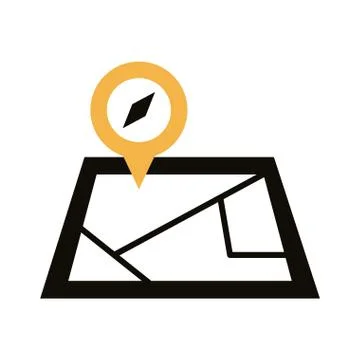 Pin pointer with compass in paper map line style Illustrazione stock