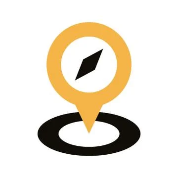 Pin pointer location with compass line style Stock Illustration