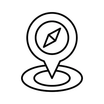 Pin pointer location with compass line style Stock Illustration