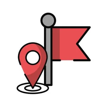 Pin pointer location guide with flag Stock Illustration