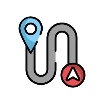 Pin pointer location guide with road Stock Illustration