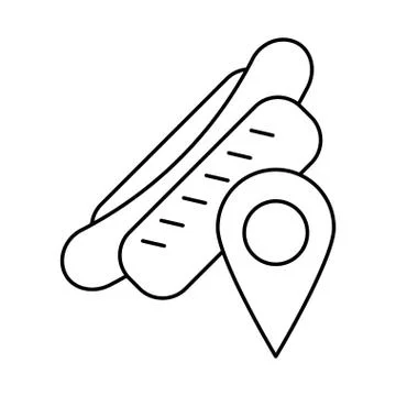 Pin pointer location with hot dog Stock Illustration