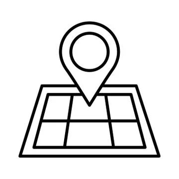 Pin pointer location in paper map line style Stock Illustration