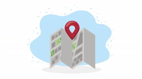 Pin pointer location in paper street map Video stock 232085456