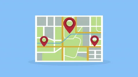 Pin pointer location in paper street map Video stock 232086675