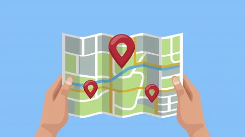 Pin pointer location in paper street map Video stock 232089001