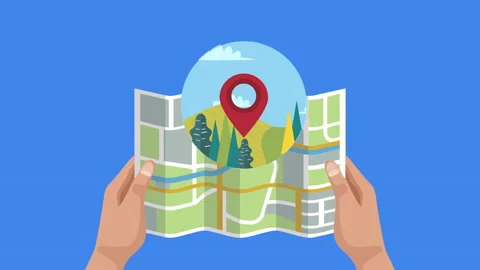 Pin pointer location in paper street map Video stock 232093840