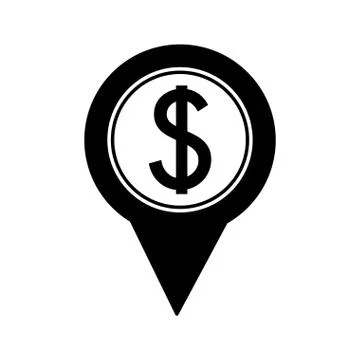 Pin pointer location with symbol crypto money Stock Illustration
