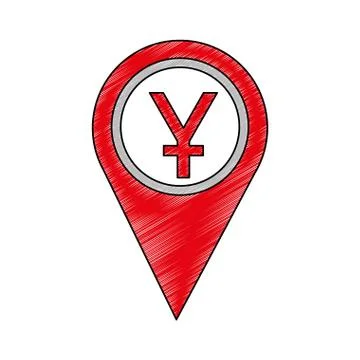 Pin pointer location with symbol crypto money Stock Illustration