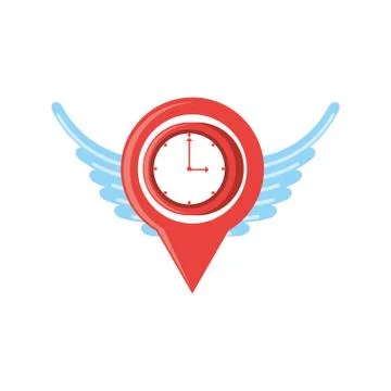 Pin pointer location with wings Stock Illustration