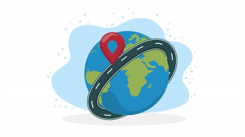 Pin pointer location in world planet animation Video stock 232083658