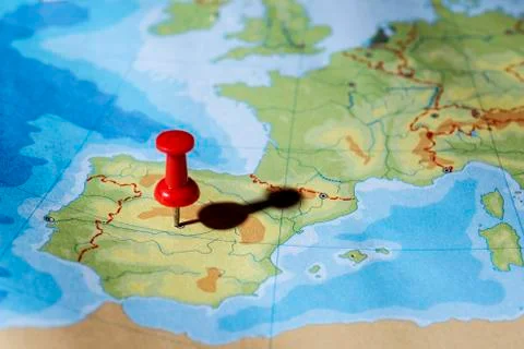 Pin pointing Madrid Stock Photos