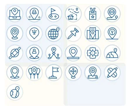 Pin Professional Vector Set with 25 Regular Line Pixel Optimized 128x128 Icon 스톡 일러스트