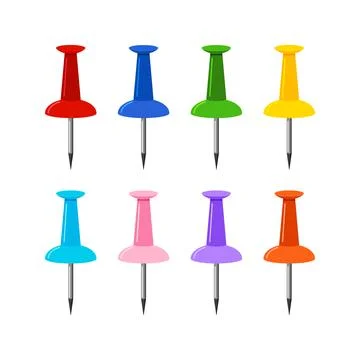 Pin push board vector set isolated on white background. Stock Illustration