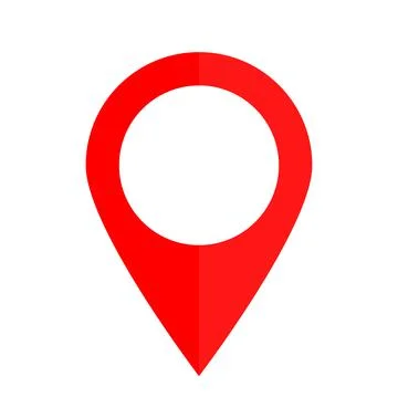 Pin red colored icon on a white background Illustrazione stock