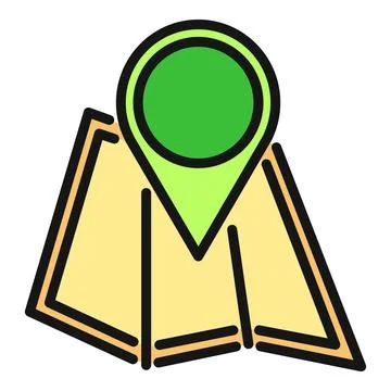 Pin showing location on a folded map icon Иллюстрация