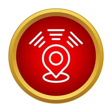 Pin showing location tracking and wireless signal icon Stock Illustration