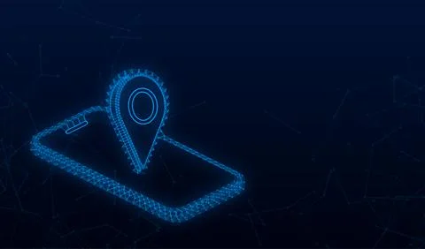 Pin smartphone in 3d style. Vector illustration map. Place symbol. Delivery Stock Illustration