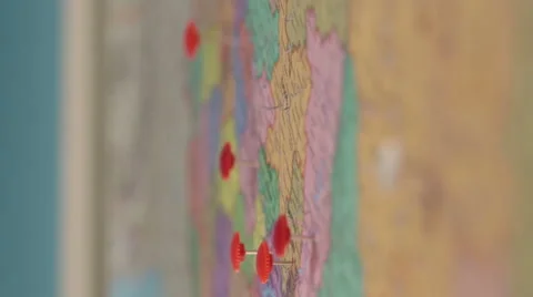 Pin specify the location on the map closeup Stock Footage 45393111
