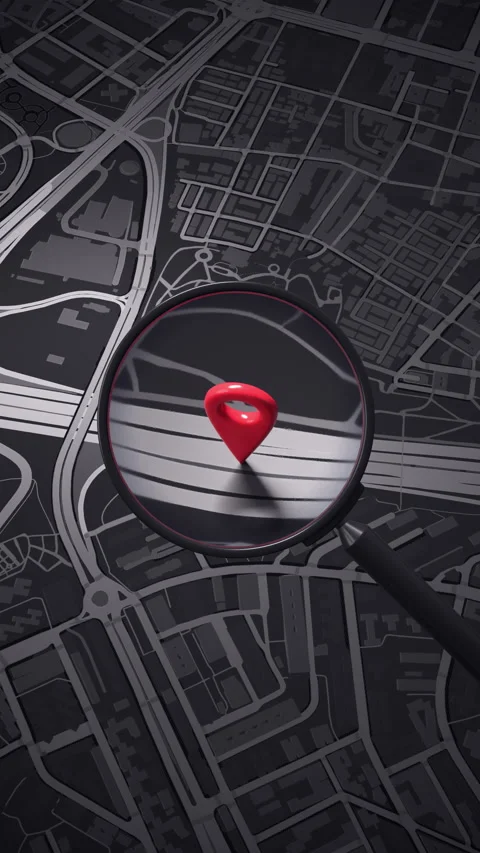 Pin tracking on a moving black map. Vídeos de archivo 336394011