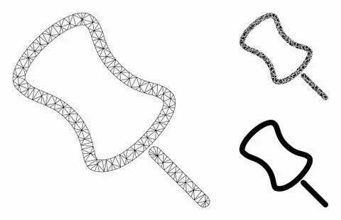 Pin Vector Mesh 2D Model and Triangle Mosaic Icon Illustrazione stock
