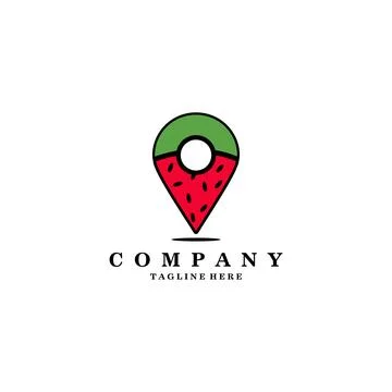 Pin watermelon logo design vector Stock Illustration