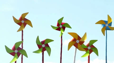 Pin Wheel spinning, sky background. Stock Footage 44779642