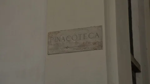 Pinacoteca sign inside academy of fine arts of Brera Stock Footage 80269838