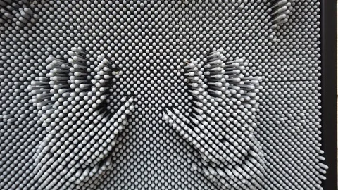 "Pinart 3d" abstract pattern. Background of plastic nails. Stock Footage 123244375