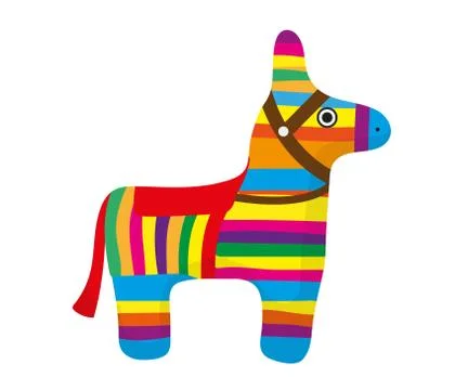 Pinata icon, flat style. Donkey colorful. Isolated on white background. Vec.. Stock Illustration