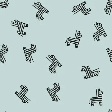 Pinata mexican line seamless pattern Stock Illustration